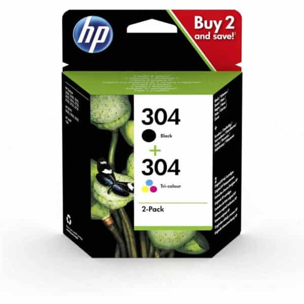HP 304 Original Druckerpatronen Multipack – Schwarz & Farbe (2er Set), kompatibel mit DeskJet & ENVY
