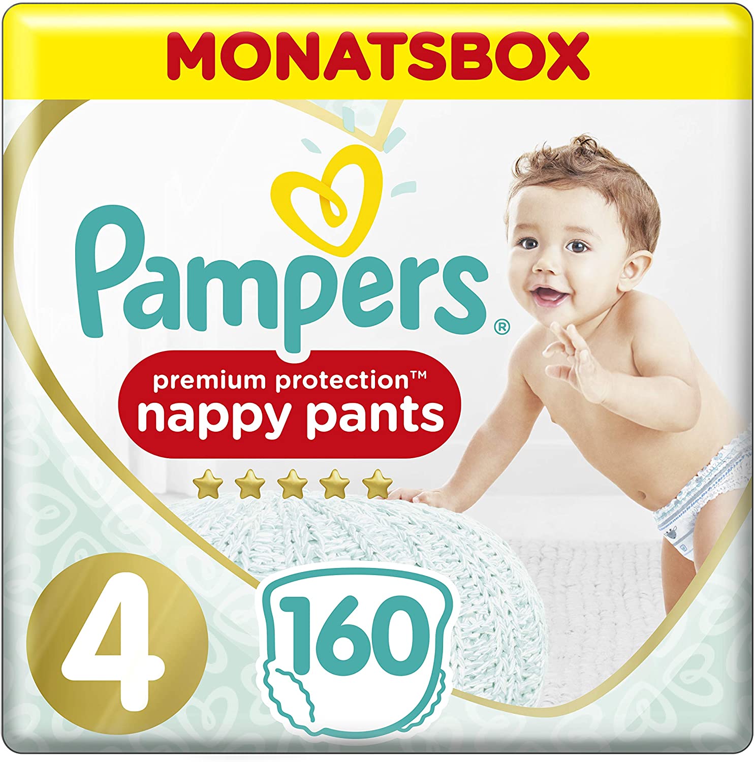 Pampers Premium Protection Pants, Gr. 4, 9kg-15kg, Monatsbox (1 x 160 Pants) Pampers Premium Protection Pants, Gr. 4, 9kg-15kg, Monatsbox (1 x 160 Pants)