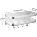 Wangel Duschablage ohne Bohren, Duschregal mit 5 Haken, Selbstklebend Badregal mit Patentierter Kleber, Bad Organizer Wandmontage Regal für Badzimmer und Küche – Bild 4