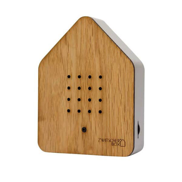 Zwitscherbox Holz, Eiche/Weiss, 11 x 12 x 3 cm