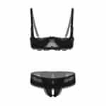 TiaoBug Damen Spitzen BH Regulierbare Träger Ouvert Dessous Unterwäsche Sets Push Up Bra und String Tanga offener Schritt Erotik Reizwäsche