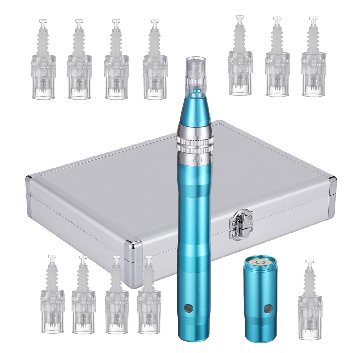 613teu36uuL._SL1500_ BOWKA Elektrischer Derma Pen Microneedling Pen inkl.12 Stück Mikro Derma Elektroantrieb Roller Nadelpatrone kabellos Wiederaufladbar verstellbar von 0,25 bis 2,5 mm