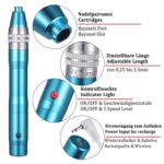 BOWKA Elektrischer Derma Pen – Kabellos, Verstellbar (0,25–2,5mm), inkl. 12 Nadeln (Blau) – Bild 9