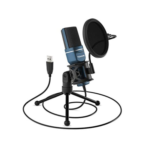 TONOR PC Mikrofon USB Computer, Plug & Play mit Stativ und Pop-Filter fĂĽr Podcasts