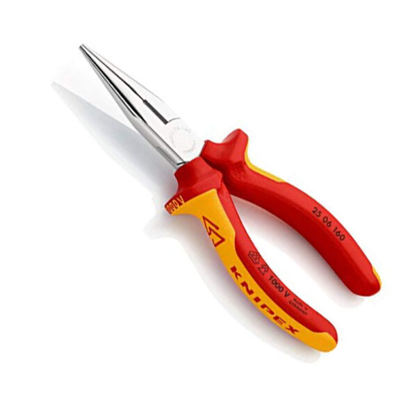 KNIPEX Flachrundzange mit Schneide (Radiozange) 1000V-isoliert (160 mm) 25 06 160