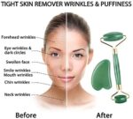 Jade Roller, Gesichtsmassage, Natürlicher Gesichtsroller mit Gua-Sha-Set, Anti Aging – Bild 2