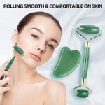 Jade Roller, Gesichtsmassage, Natürlicher Gesichtsroller mit Gua-Sha-Set, Anti Aging – Bild 3