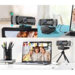 EYONMÉ Webcam mit Mikrofon,1080P Kamera mit Webcam Abdeckung – Bild 2