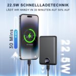 Power Bank 22.5W 15000mAh, USB-C PD 3.0 QC 3.0, für iPhone, Samsung & mehr