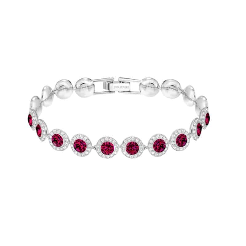 red Swarovski Angelic Square Armband, Weisses und Rhodiniertes mit Funkelnden Klaren Kristallen – Bild 1