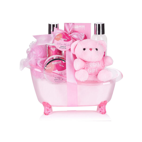 BRUBAKER Babypflege Set mit Wanne und Plüschbär Mädchen