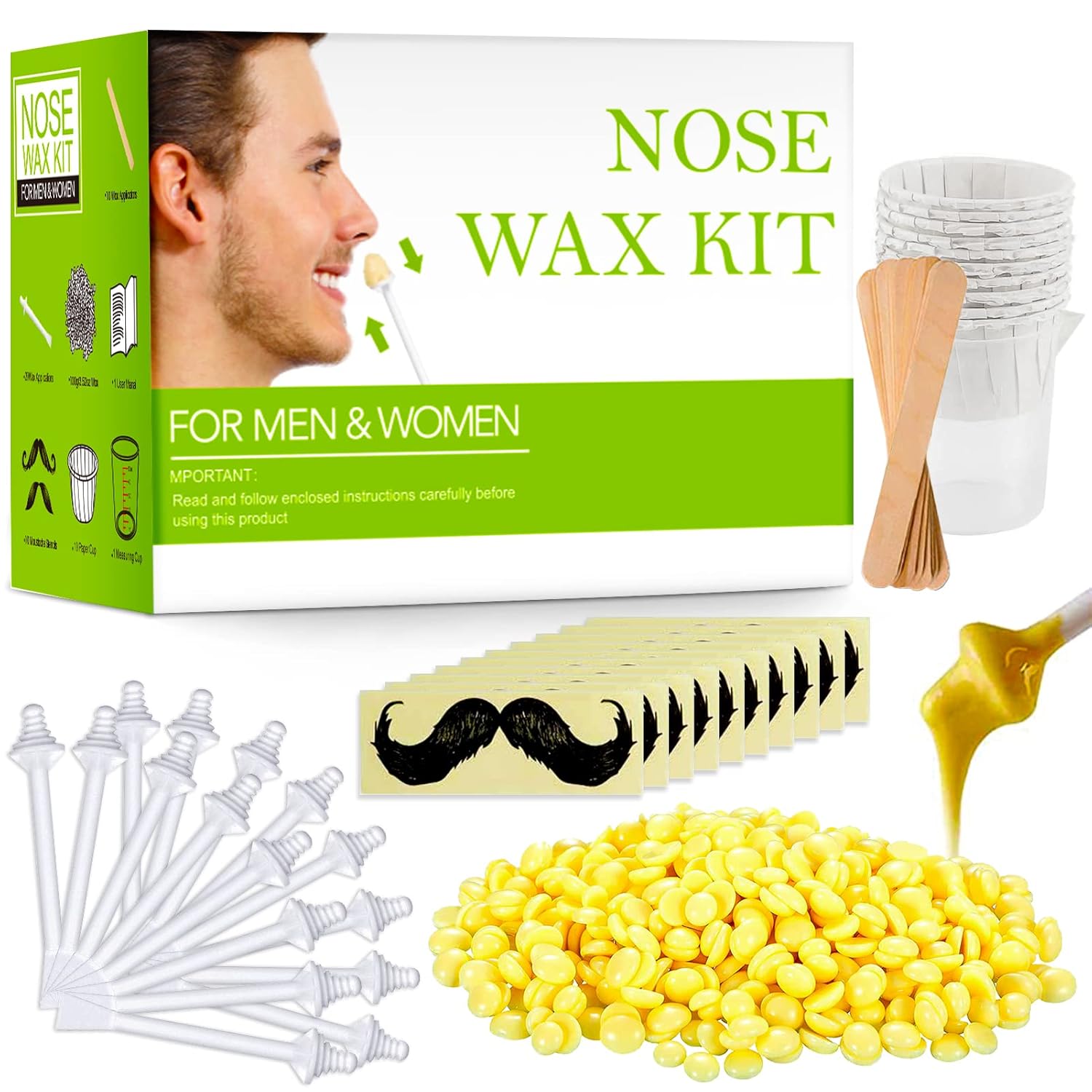 Nasenwachs Set für Männer & Frauen Nasenwachs Set für Männer & Frauen – 100g Wachs mit Applikatoren & Zubehör