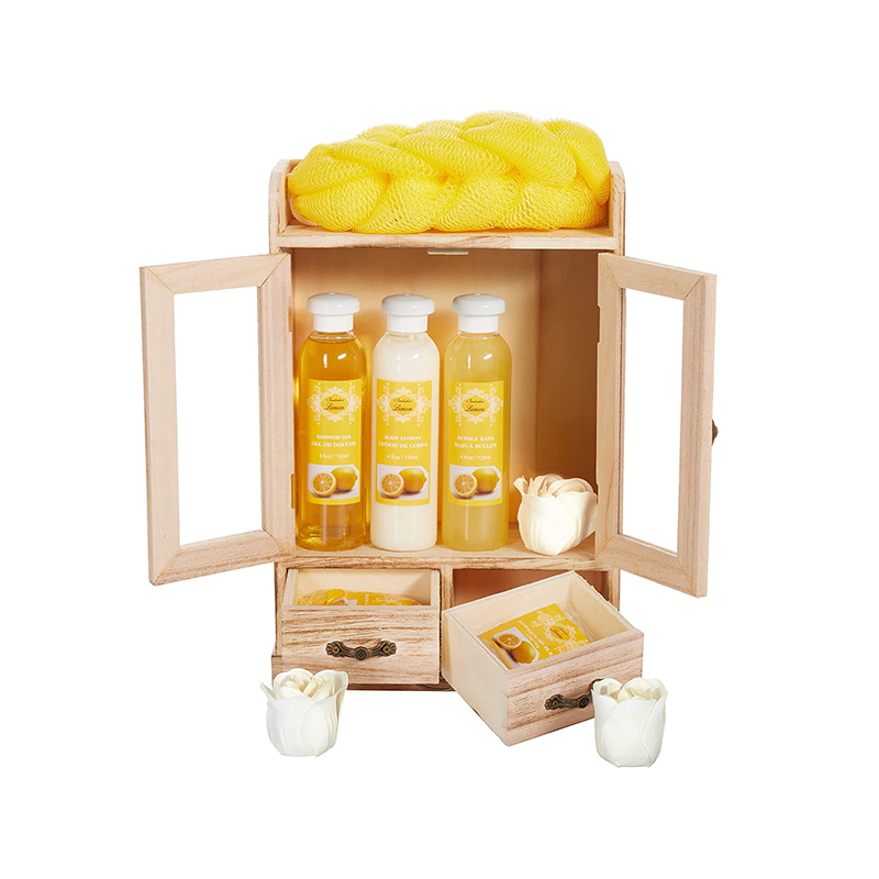 BRUBAKER Cosmetics Bade- und Pflegeset Sheabutter im Holzschrank BRUBAKER Cosmetics Bade- und Pflegeset Sheabutter im Holzschrank