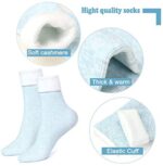 EXTSUD warme Hüttensocken 5 Paar Wintersocken Kuschelsocken aus Baumwolle Rutschfeste Thermal Socken für Erwachsene Damen Mädchen,Grösse 35-42 Schwarz,Lila,Blau,Grau,Pink – Bild 3