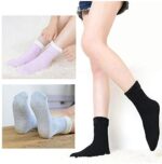 EXTSUD warme Hüttensocken 5 Paar Wintersocken Kuschelsocken aus Baumwolle Rutschfeste Thermal Socken für Erwachsene Damen Mädchen,Grösse 35-42 Schwarz,Lila,Blau,Grau,Pink – Bild 2