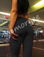 Memoryee Damen Honeycomb Leggings Geraffte Hintern Heben hohe Taille Yogahosen schick mit Sport Bauchkontrolle Kontrolle Gym – Bild 4