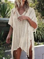 HAIGOU Damen Gestrickte Strandkleid Sommer Strandponcho Strandurlaub Badeanzug Bikini Cover-Ups – Bild 3