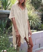 HAIGOU Damen Gestrickte Strandkleid Sommer Strandponcho Strandurlaub Badeanzug Bikini Cover-Ups – Bild 2