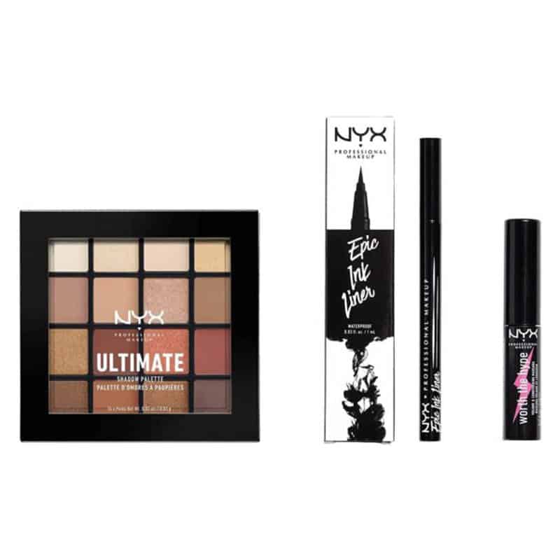 NYX Professional Makeup Eye Look Set, Epic Ink Liner, Make Up Set, Mini Worth the Hype Mascara, Ultimate Shadow Palette Warm Neutrals NYX Professional Makeup Eye Look Set, Epic Ink Liner, Make Up Set, Mini Worth the Hype Mascara, Ultimate Shadow Palette Warm Neutrals