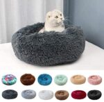Decdeal Haustierbett für Katzen und Hunde Rundes Plüsch Hundebett Katzenbett in Doughnut, Form Farbe und Grösse Optional – Bild 3
