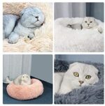 Decdeal Haustierbett für Katzen und Hunde Rundes Plüsch Hundebett Katzenbett in Doughnut, Form Farbe und Grösse Optional – Bild 4