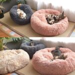 Decdeal Haustierbett für Katzen und Hunde Rundes Plüsch Hundebett Katzenbett in Doughnut, Form Farbe und Grösse Optional – Bild 5