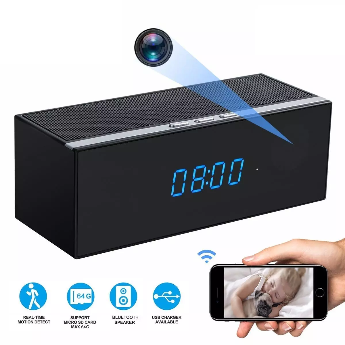 Smart-cam-spycam-1.webp Full HD Wifi Getarnte Überwachungskamera als Musikbox mit Nachtsicht, Mikrofon und Weitwinkel – Bild 1