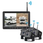 Kabellose Digital Rückfahrkamera, Einparkhilfe mit 7" LCD-Monitor Wasserdicht IP68,  28IR LEDs Nachtsicht