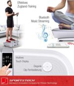 Sportstech 3D Vibrationsplatte VP300 | Mega Fett-Verbrenner + 5 Fitness-Bänder Extra | Riesige Fläche +2x1000W max Motor Leistung + Bluetooth Lautsprecher+Remote & Poster | Fitnesstraining von Zuhause – Bild 4