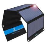 BigBlue 28W tragbar Solar Ladegerät 2-Port USB 4 wasserdichte Solarpanel mit digital Amperemeter und Reissverschluss zum Schutz - für Wiederaufladen USB-Geräte - iPhone Android GoPro usw (MEHRWEG)