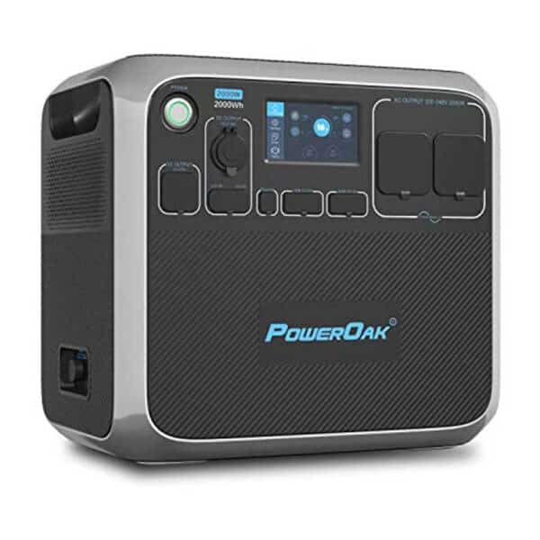 POWEROAK Tragbares Powerstation AC200P 2000Wh 2000W Solargenerator LiFePO4 Batterie mit 230V Steckdose Power Station(4800W Spitzenwert, 700W Solar) für Home Notfall Camping im Freien