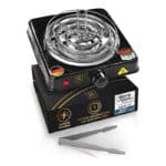 M. ROSENFELD Shisha Set - Elektrischer Kohleanzünder für Shisha Kohle BLACKHEAT 1000W + Set (Schwarz Glanz)