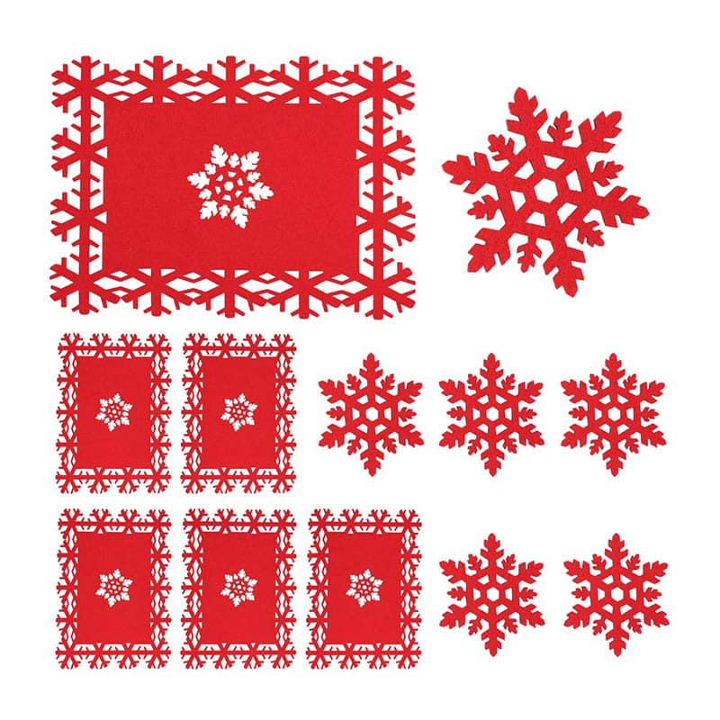 Whaline – 12 Stück Platzdeckchen und Untersetzer für Weihnachten, Design: rote Schneeflocke Whaline – 12 Stück Platzdeckchen und Untersetzer für Weihnachten, Design: rote Schneeflocke