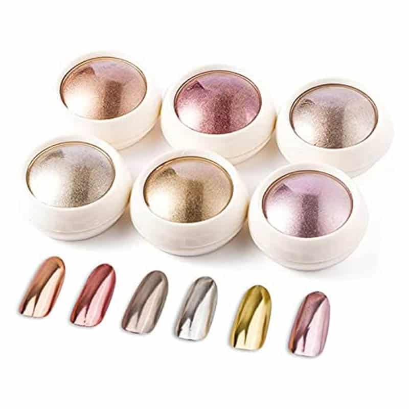 BISHENGYF Roségold Chrome Glitzerpuder, Metallic Nail Art Pulver, Spiegel Effekt Chrome Pigmente für Nagelkunst und Nageldesign Starter. (6 Stücks) BISHENGYF Roségold Chrome Glitzerpuder, Metallic Nail Art Pulver, Spiegel Effekt Chrome Pigmente für Nagelkunst und Nageldesign Starter. (6 Stücks)