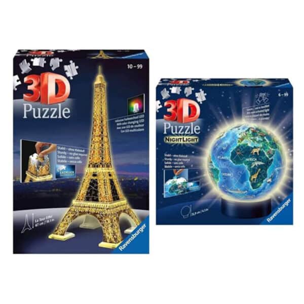 Ravensburger 3D Puzzle 12579 - Eiffelturm bei Nacht - 3D Puzzle für Kinder und Erwachsene, Wahrzeichen von Paris im Miniatur-Format, Leuchtet im Dunkeln