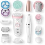 Braun Silk-épil 9 Beauty-Set, Epilierer Damen für Haarentfernung, FaceSpa Gesichtsepilierer, Aufsätze für Rasierer, Peeling, Reinigung Gesicht/Körper, Tasche, Geschenk für Frauen, 9-995, weiss/flamingo – Bild 5
