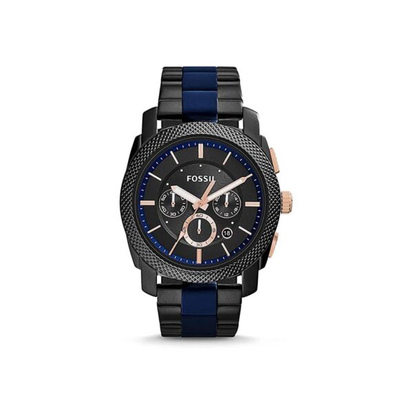 FOSSIL Herrenuhrenmaschine, 45mm Gehäusegrösse, Quarz-Chronographenwerk, Edelstahlarmband