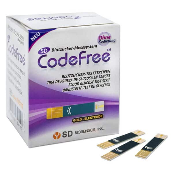 SD CodeFree Blutzuckerteststreifen 50 Stück Diabetes-Tests zur Kontrolle bei Blutzucker (Zucker)