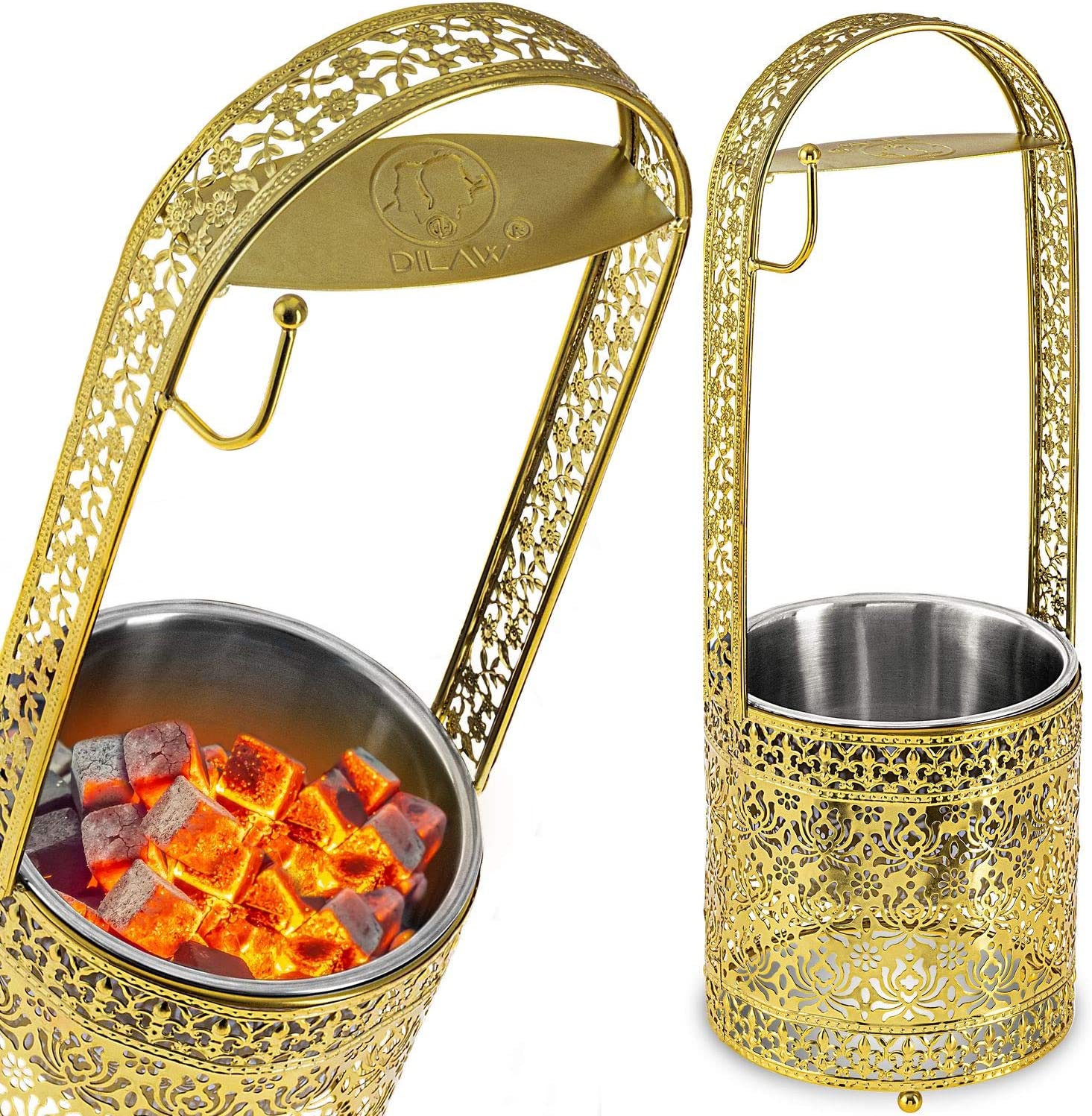 81tNMLV67CL._AC_SL1500_ DILAW® Shisha Kohlekorb Oriental Hoch Edelstahl Kohlebehälter für Shisha Kohle & Grill Kohle Char-Basket Holzkohlekörbe mit Sicherheitsgriff Hookah Zubehör – Bild 1