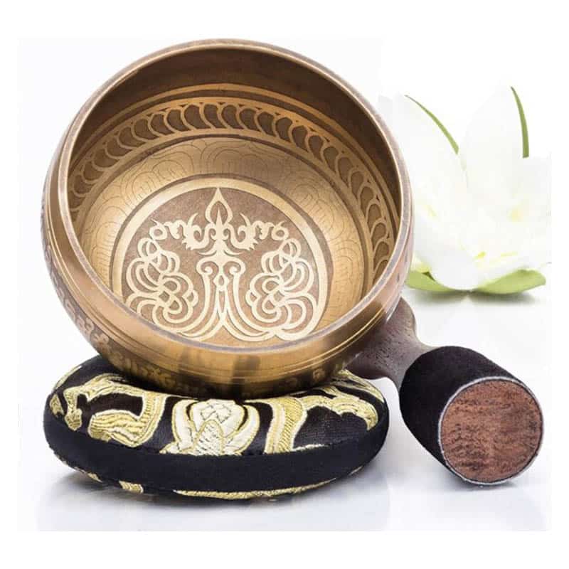 Silent Mind tibetische Klangschale Set ~ Bronze Mantra Design ~ mit hochwertigem Holz Klöppel und Himalaya Kissen ~ perfektes zur Yoga Meditation, Entspannung und Achtsamkeit ~ das ideale Geschenkset Silent Mind tibetische Klangschale Set ~ Bronze Mantra Design ~ mit hochwertigem Holz Klöppel und Himalaya Kissen ~ perfektes zur Yoga Meditation, Entspannung und Achtsamkeit ~ das ideale Geschenkset