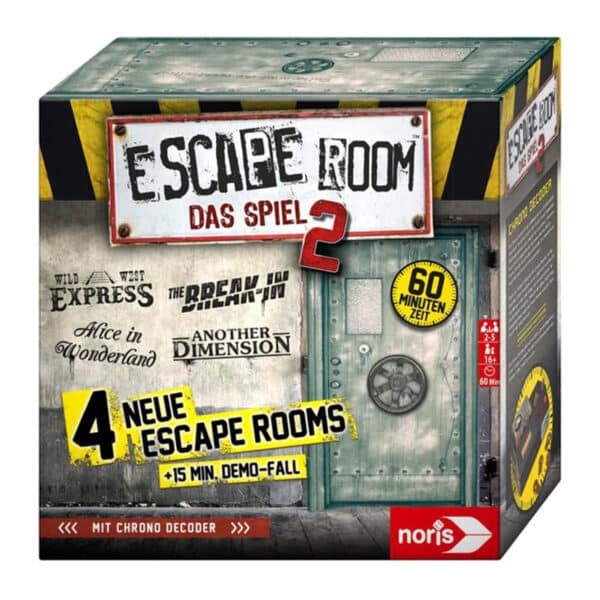 Noris Escape Room 2 (Grundspiel) Familien und Gesellschaftsspiel für Erwachsene, inkl. 4 Fällen und Chrono Decoder, ab 16 Jahren