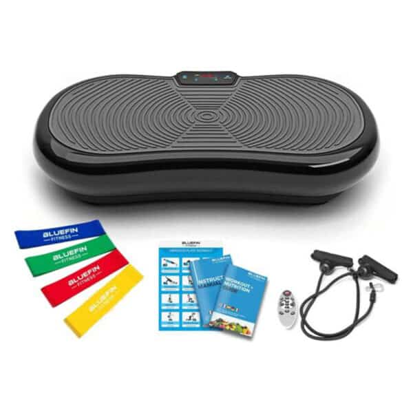 Bluefin Fitness Ultra Slim Power Vibrationsplatte | Fett verlieren und Fitnesstraining von Zuause | 5 Trainingsprogramme + 180 Stufen | Bluetooth Lautsprecher | Einfache Aufbewahrung |Schlankes Design