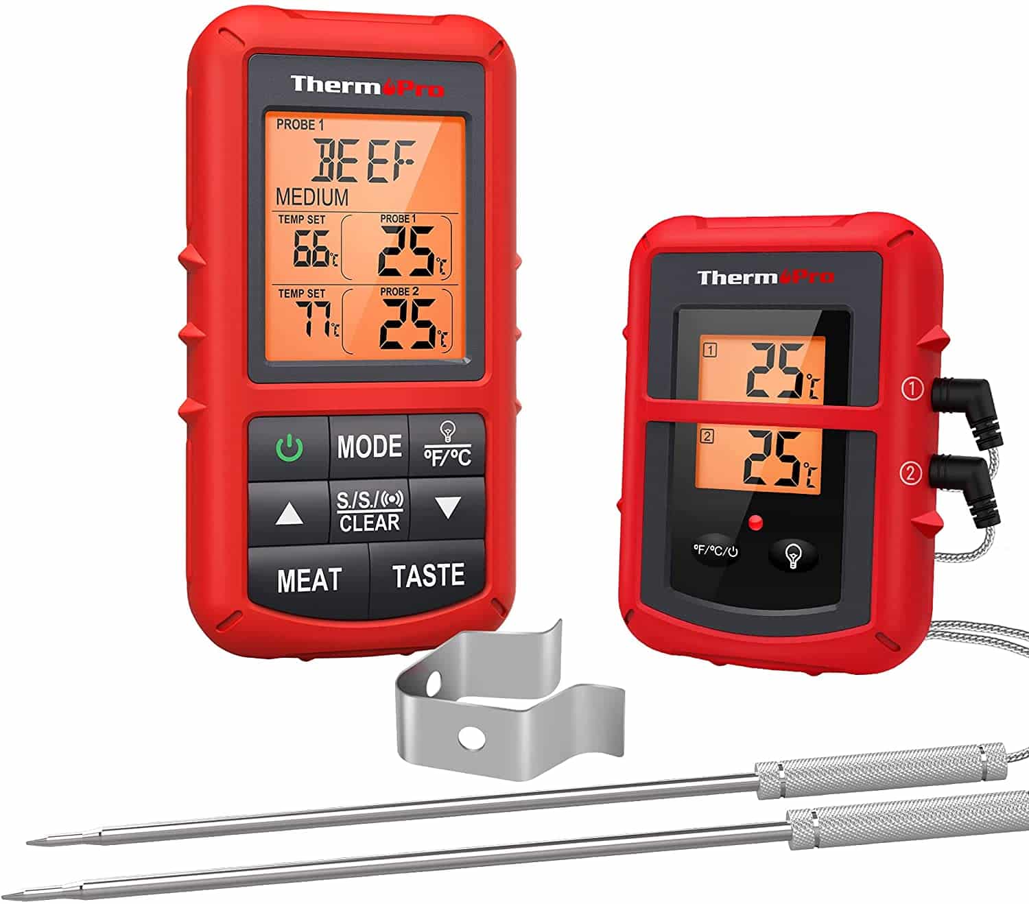 ThermoPro TP20C Funk Fleischthermometer digitales Grillthermometer Kochthermometer 150m Reichweite Bratenthermometer Küchenuhr mit 2 Einstichfühlern für Ofen Kochen BBQ Babynahrung ThermoPro TP20C Funk Fleischthermometer digitales Grillthermometer Kochthermometer 150m Reichweite Bratenthermometer Küchenuhr mit 2 Einstichfühlern für Ofen Kochen BBQ Babynahrung