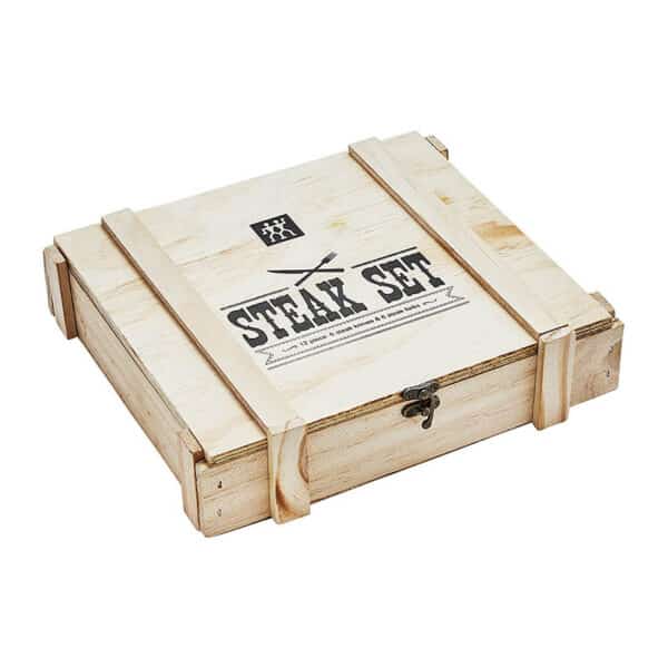 Zwilling 07150-359-0 Steak Besteckset in rustikaler Holzbox, Edelstahl, 12-teilig