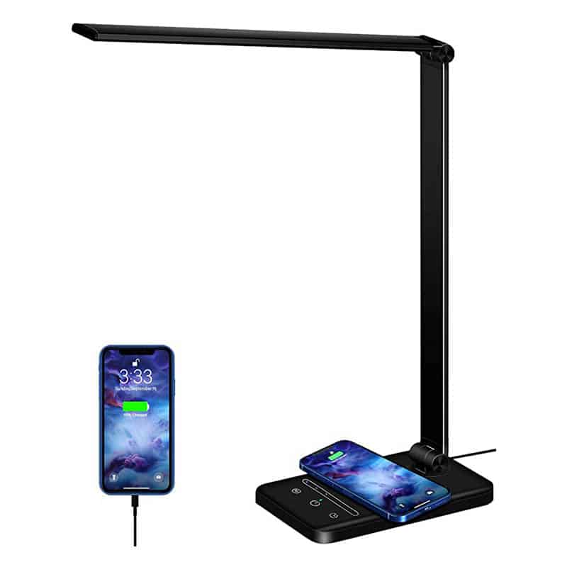 Schreibtischlampe LED Dimmable Desk Lamp 5 Colours and 6 Brightness Levels Eye-Friendly Bedside Lamp 10W QI Kabellosem Laden und USB-Anschluss Smartphones Nachttischlampe Wireless Charger Tischleuchte Schreibtischlampe LED Dimmable Desk Lamp 5 Colours and 6 Brightness Levels Eye-Friendly Bedside Lamp 10W QI Kabellosem Laden und USB-Anschluss Smartphones Nachttischlampe Wireless Charger Tischleuchte