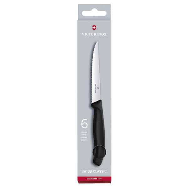 Victorinox Swiss Classic Steakmesser-Set mit Wellenschliff, 6-teilig, Extra Scharf, Rostfreier Stahl, Swiss Made