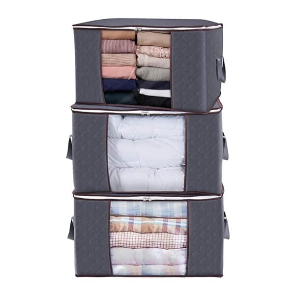Lifewit 3 Stück 90L Grosse Aufbewahrungstasche Schrank Organizer Set, Faltbar Kleideraufbewahrung mit verstärkt Griff, stabilem Reissverschluss für Kleidung, Bettwäsche, Bettdecken, Steppdecke, Kissen