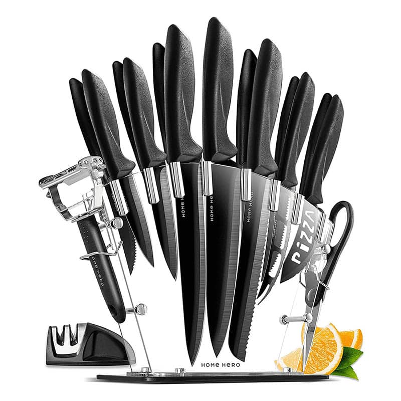 Edelstahl Scharfes Messerset Mit Messer Block - 17 Stücke Profi Küchenmesser Set mit Anspitzer - Koch Messer Set 6 Steak Messer Schäler Schere Käse Pizza Messer - Chef Knife Kitchen Knife Set Edelstahl Scharfes Messerset Mit Messer Block - 17 Stücke Profi Küchenmesser Set mit Anspitzer - Koch Messer Set 6 Steak Messer Schäler Schere Käse Pizza Messer - Chef Knife Kitchen Knife Set
