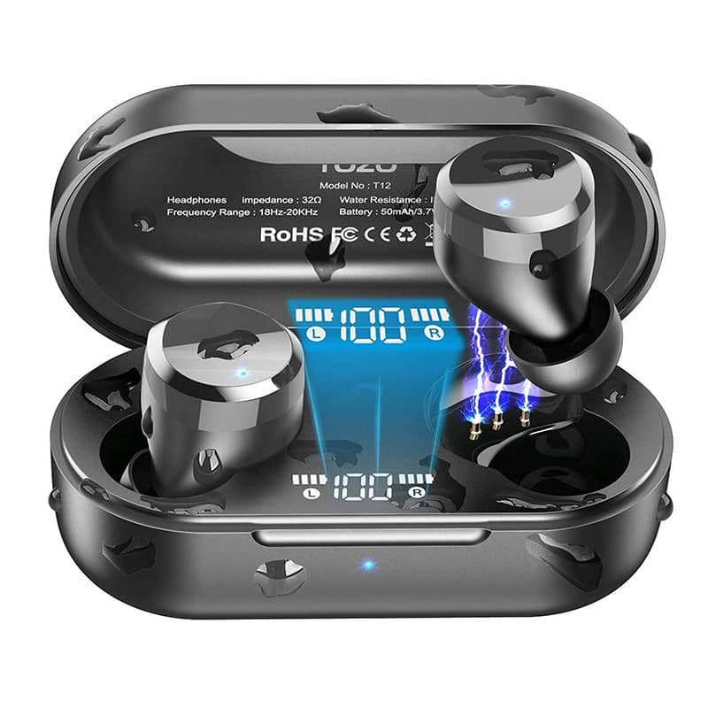 TOZO T12 Drahtlose Bluetooth Kopfhörer mit Touch-Steuerung und kabellos Ladekoffer Digital LED-Display IPX8 wasserdichte Ohrhörer Eingebautes Mikrofon-Headset Deep Bass für Sport TOZO T12 Drahtlose Bluetooth Kopfhörer mit Touch-Steuerung und kabellos Ladekoffer Digital LED-Display IPX8 wasserdichte Ohrhörer Eingebautes Mikrofon-Headset Deep Bass für Sport