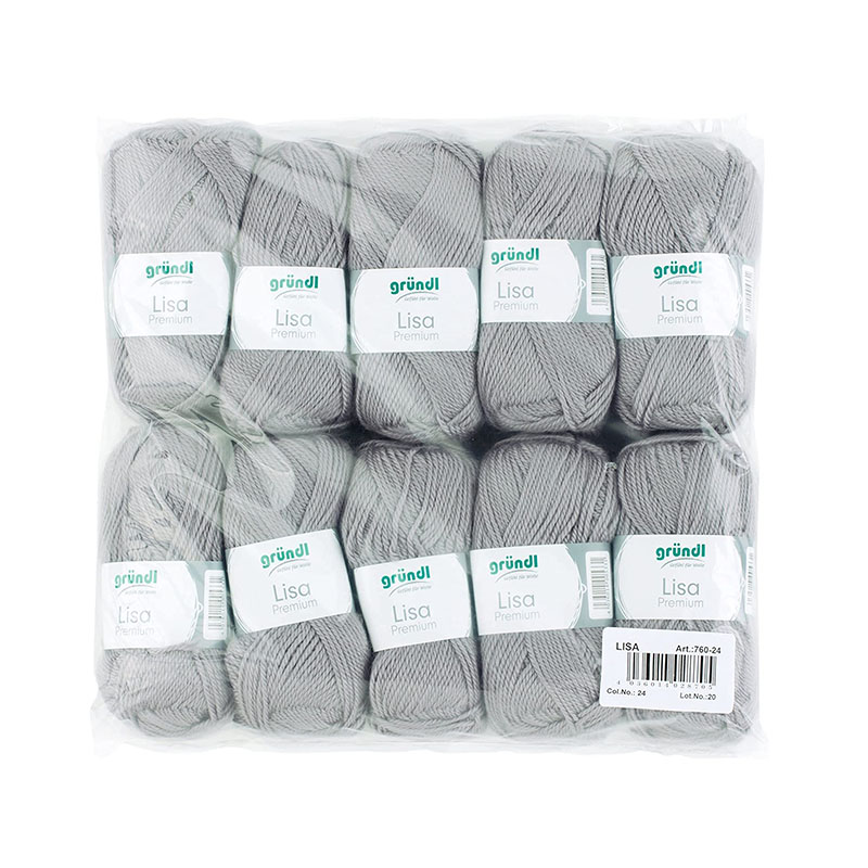Gründl Lisa Premium Uni Strick & Häkelgarn (weicher und wollartiger Charakter, pflegeleichtes Strickgarn aus 100% Polyacryl, 50 g 133 m, Nadelstärke 3,5 - 4,5, 10 Knäuel á 50 g,